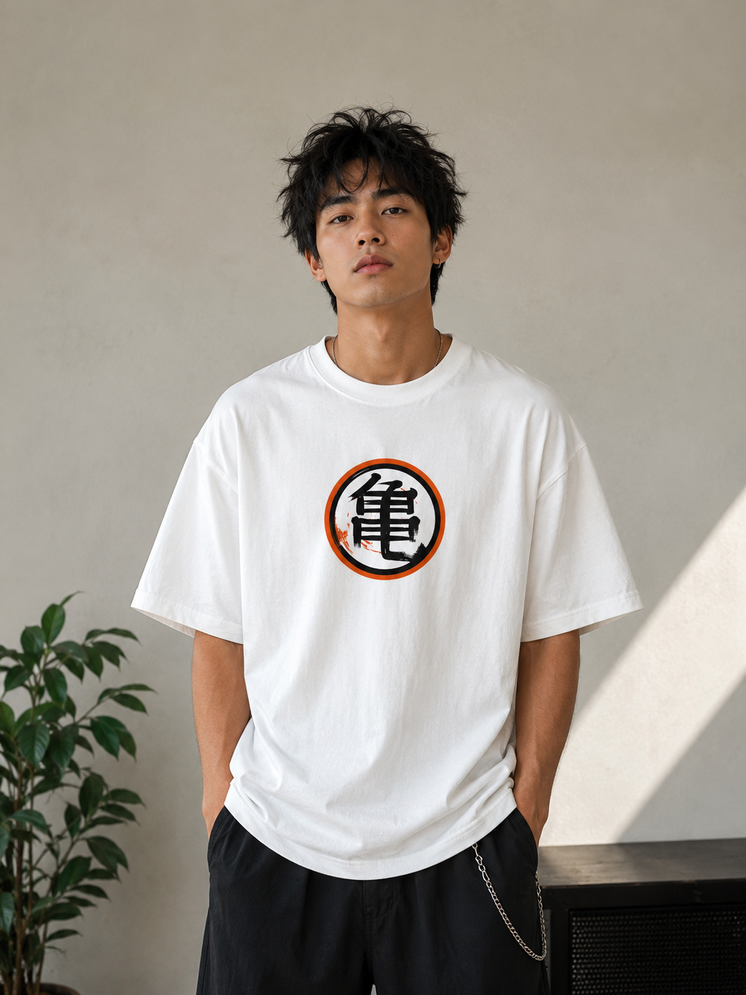 Dragon Ball Z Son Goku Oversized T-Shirt | White DBZ Chest Logo Anime Tee