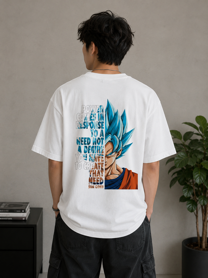 Dragon Ball Z Son Goku Oversized T-Shirt | White DBZ Chest Logo Anime Tee