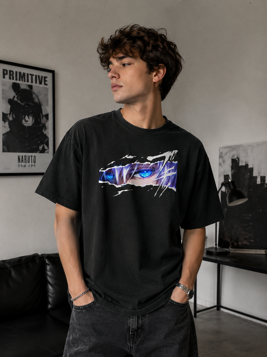 Jujutsu Kaisen Satoru Gojo Oversized T-Shirt | Black Six Eyes Domain Expansion Anime Tee