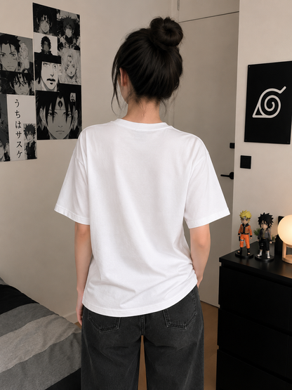 Demon Slayer Nezuko Kamado Oversized T-Shirt for Women | White Pink Graphic Anime Tee