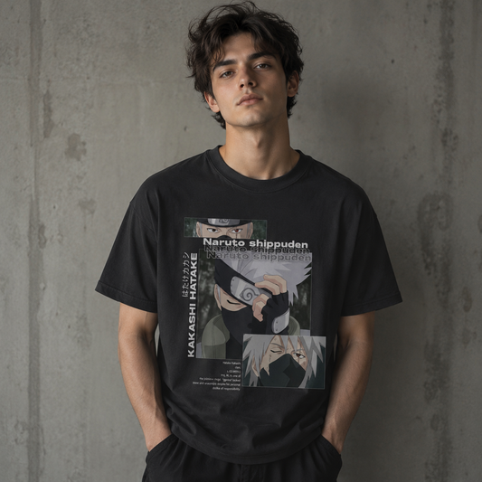 Naruto Kakashi Hatake Oversized T-Shirt | Black Copy Ninja Sharingan Graphic Tee