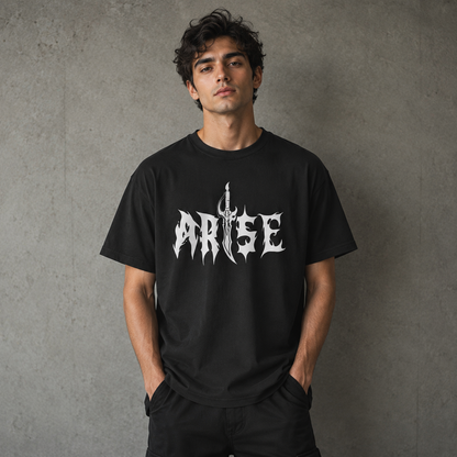 Solo Leveling Sung Jinwoo Oversized T-Shirt | Black "ARISE" Shadow Monarch Graphic Tee