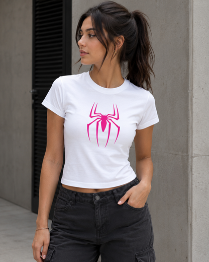 Marvel Spider-Man Women's White T-Shirt | Pink Spider Logo Graphic Tee