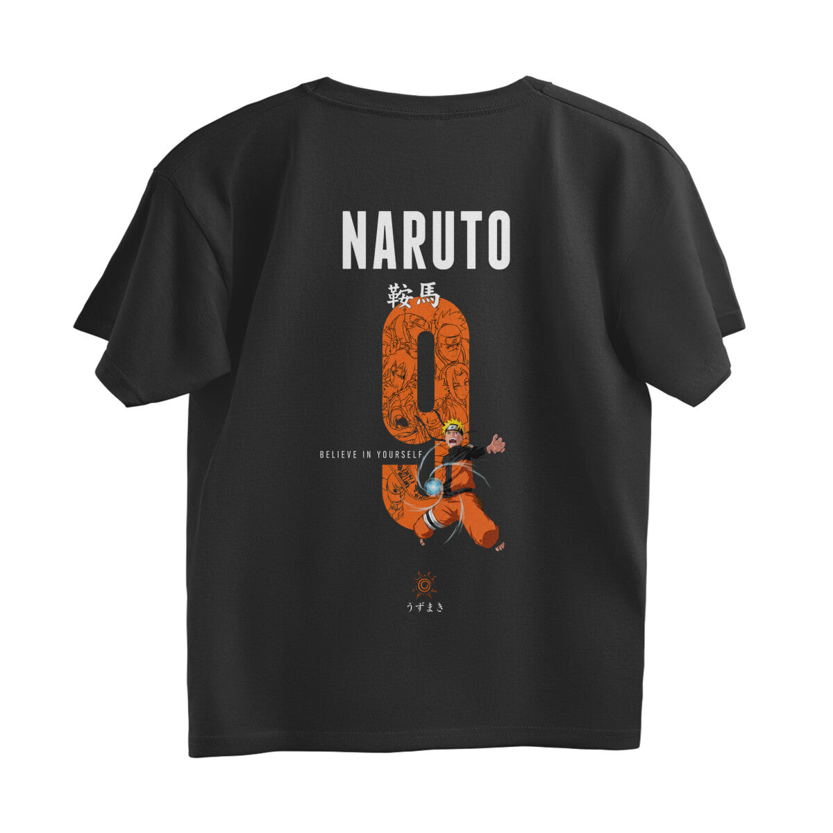 Naruto Kurama Eyes Oversized T-Shirt | Black 9th Tail Jinchuriki Rasengan Anime Tee