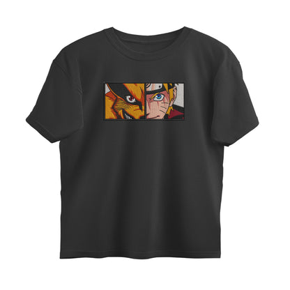 Naruto Kurama Eyes Oversized T-Shirt | Black 9th Tail Jinchuriki Rasengan Anime Tee